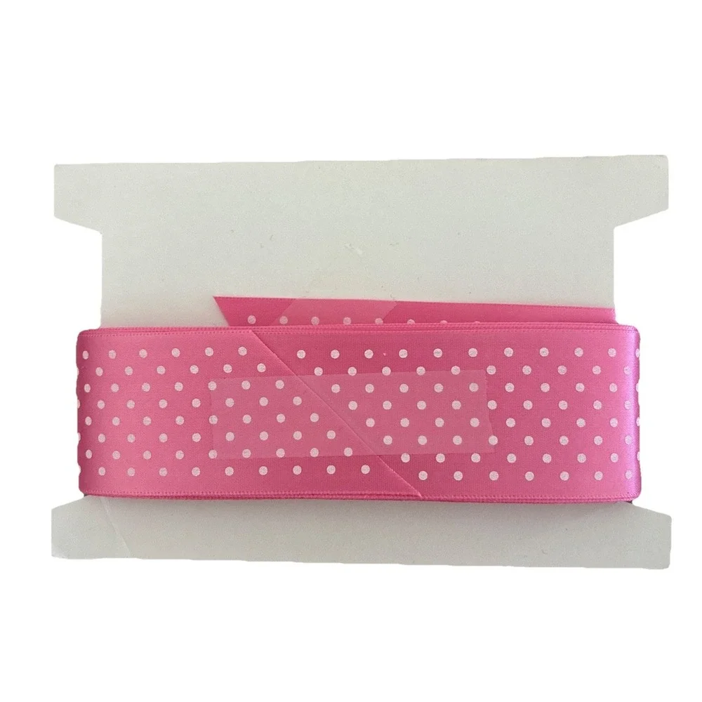 Lawrence Schiff Silk Mills Ribbon Hot Pink White Polka Dot 1.5